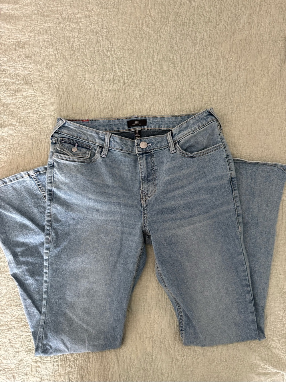 True Religion Joey Light Blue Women's Mid Rise Flare Jeans